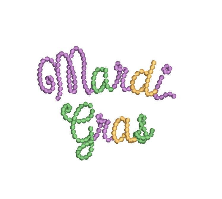 Mardi Gras Beaded Embroidery Design: 5 Sizes (Digital Download)