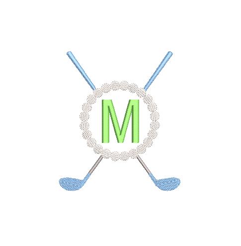 Golf Clubs & Balls Circle Monogram Frame for Machine Embroidery, 7 Sizes PES DST JEF++ Incl Digital Instant Download