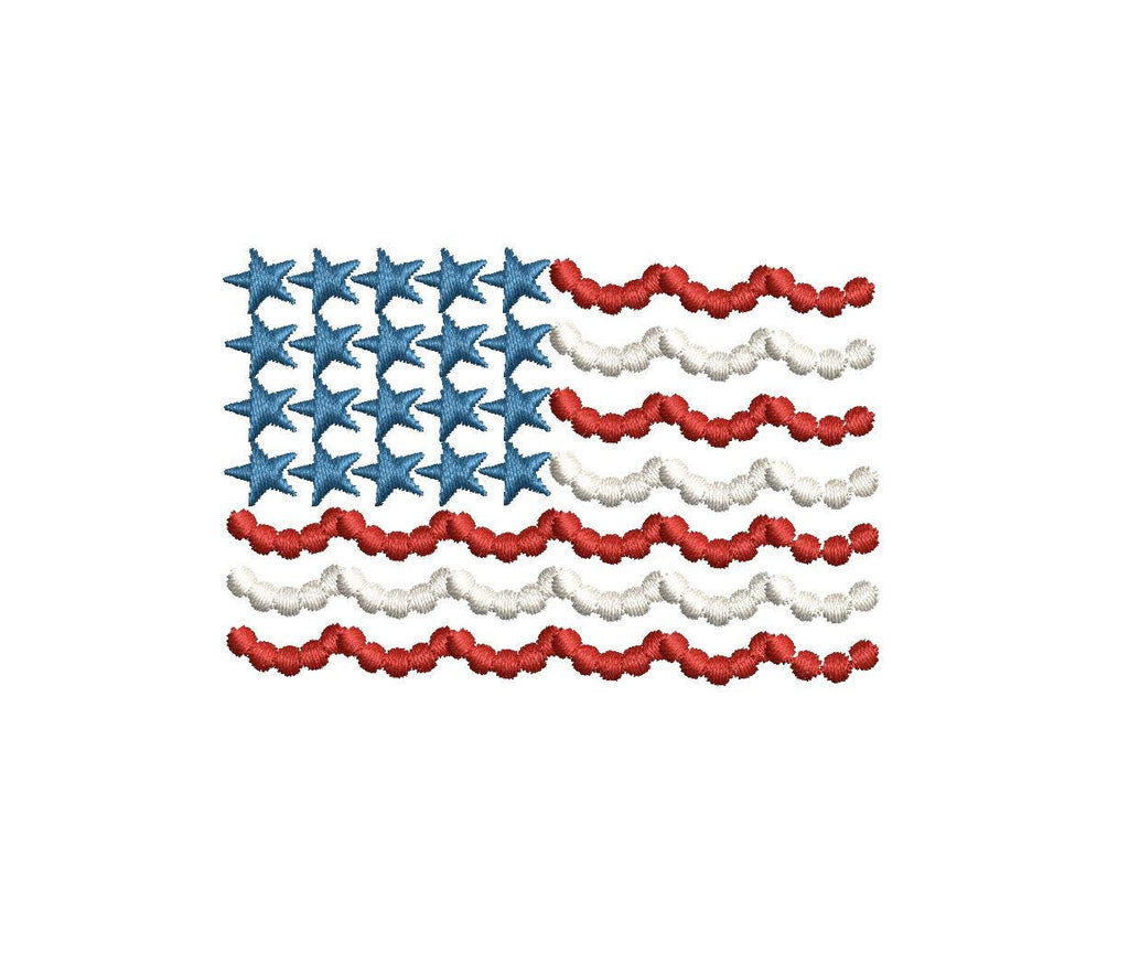 US Flag Embroidery Design: Beaded Scalloped Stripes (PES++) Digital Download