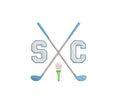Golf Clubs Tee & Ball Monogram Motif Preppy Design for Machine Embroidery, 5 Sizes PES DST JEF++ Incl Digital Instant Download