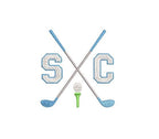 Golf Clubs Tee & Ball Monogram Motif Preppy Design for Machine Embroidery, 5 Sizes PES DST JEF++ Incl Digital Instant Download