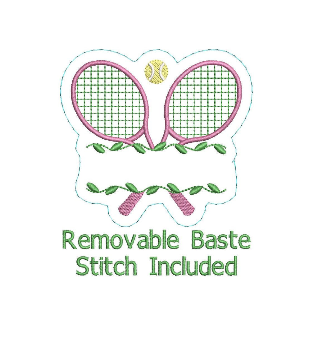 Tennis Racket Ivy Split Frame Embroidery Design (Digital Download PES DST JEF+++)