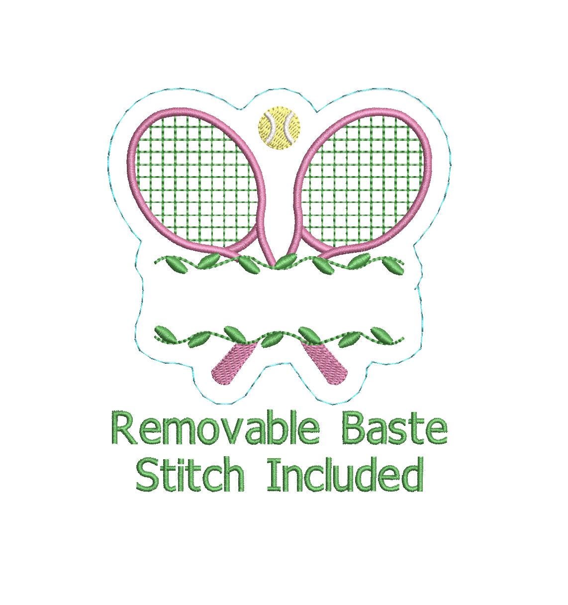 Tennis Racket Ivy Split Frame Embroidery Design (Digital Download PES DST JEF+++)