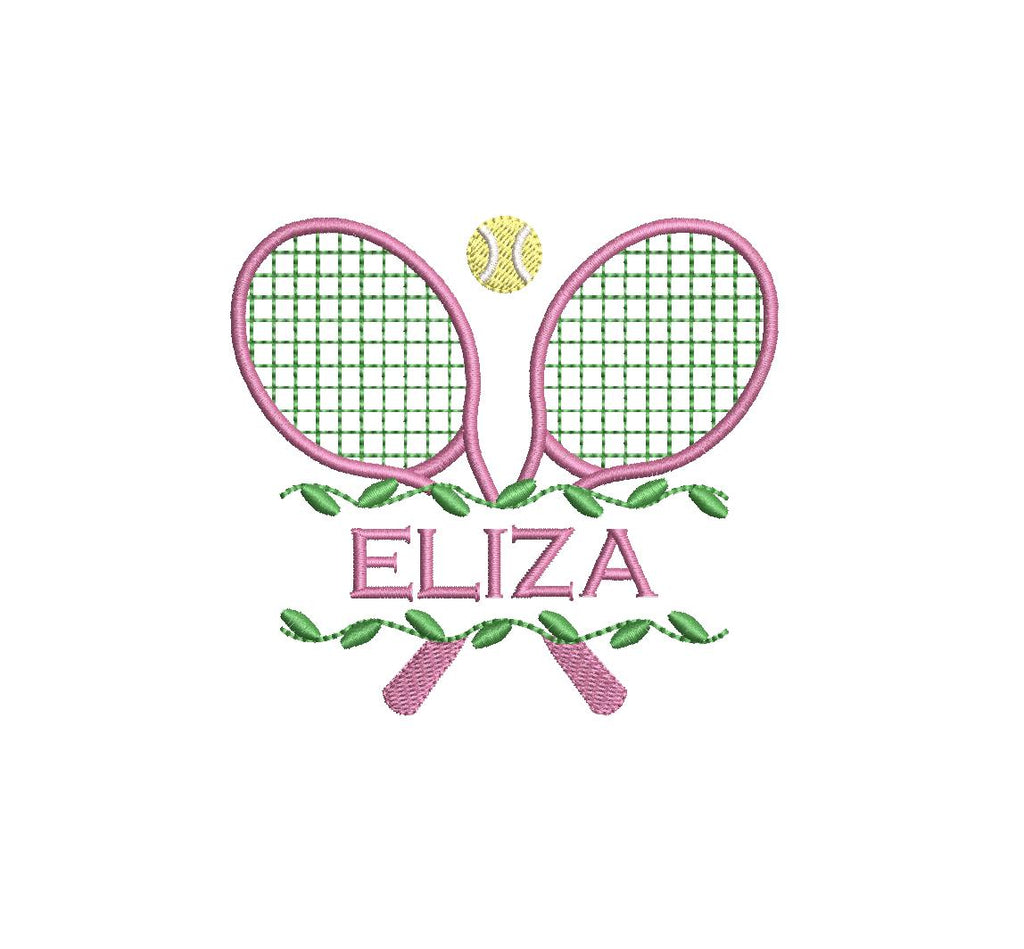 Tennis Racket Ivy Split Frame Embroidery Design (Digital Download PES DST JEF+++)