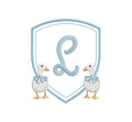 White Duck Goose Baby Crest Monogram Frame, Machine Embroidery Design, 4 Sizes, PES DST JEF Incl Digital Instant Download
