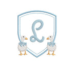 White Duck Goose Baby Crest Monogram Frame, Machine Embroidery Design, 4 Sizes, PES DST JEF Incl Digital Instant Download