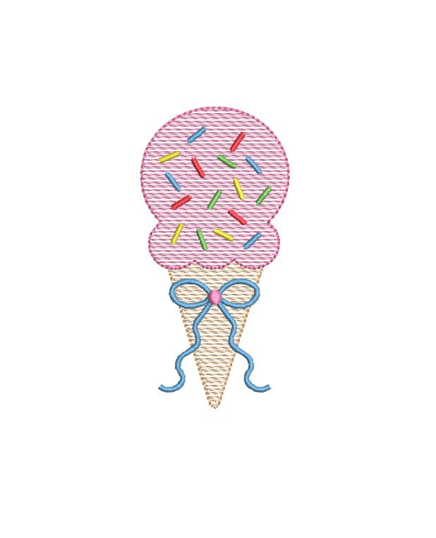 Ice Cream Cone Sprinkles Sketch Style, Machine Embroidery Design, 4 Sizes, PES DST JEF Incl Digital Instant Download