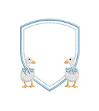 White Duck Goose Baby Crest Monogram Frame, Machine Embroidery Design, 4 Sizes, PES DST JEF Incl Digital Instant Download