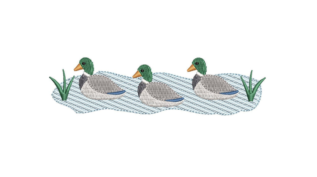 Mallard Ducks Embroidery Machine Design: Sketch Pond, 7 Sizes (Digital Instant Download)