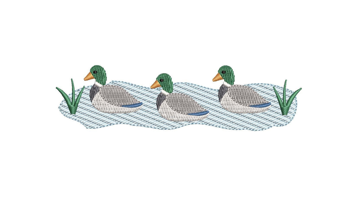Mallard Ducks Embroidery Machine Design: Sketch Pond, 7 Sizes (Digital Instant Download)