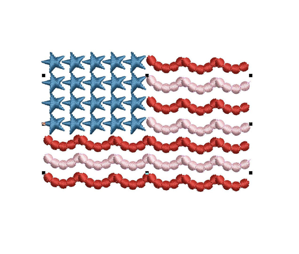 US Flag Embroidery Design: Beaded Scalloped Stripes (PES++) Digital Download