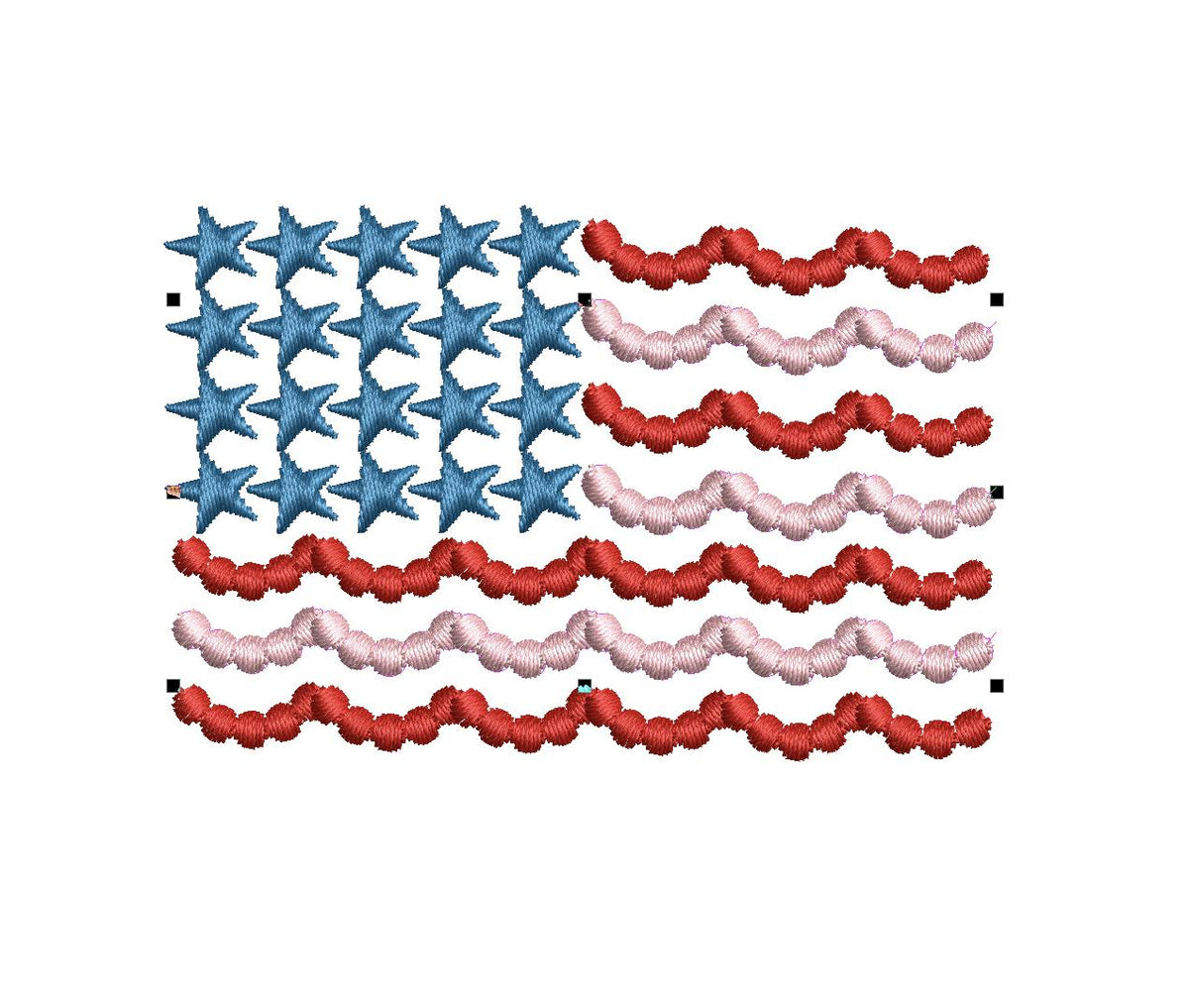 US Flag Embroidery Design: Beaded Scalloped Stripes (PES++) Digital Download