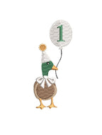 Mallard Duck 1st Birthday Machine Embroidery Heirloom Design: Vintage Style Bow Tie (Digital Download PES DST JEF++)