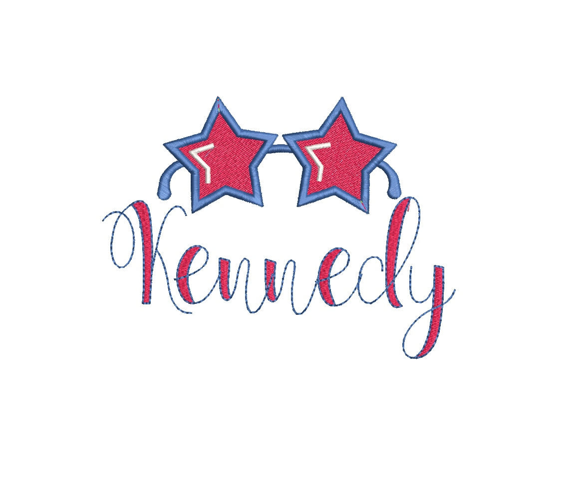 Star Sunglasses Machine Embroidery Design: Mini Incl, 6 Sizes, PES DST JEF Digital Download
