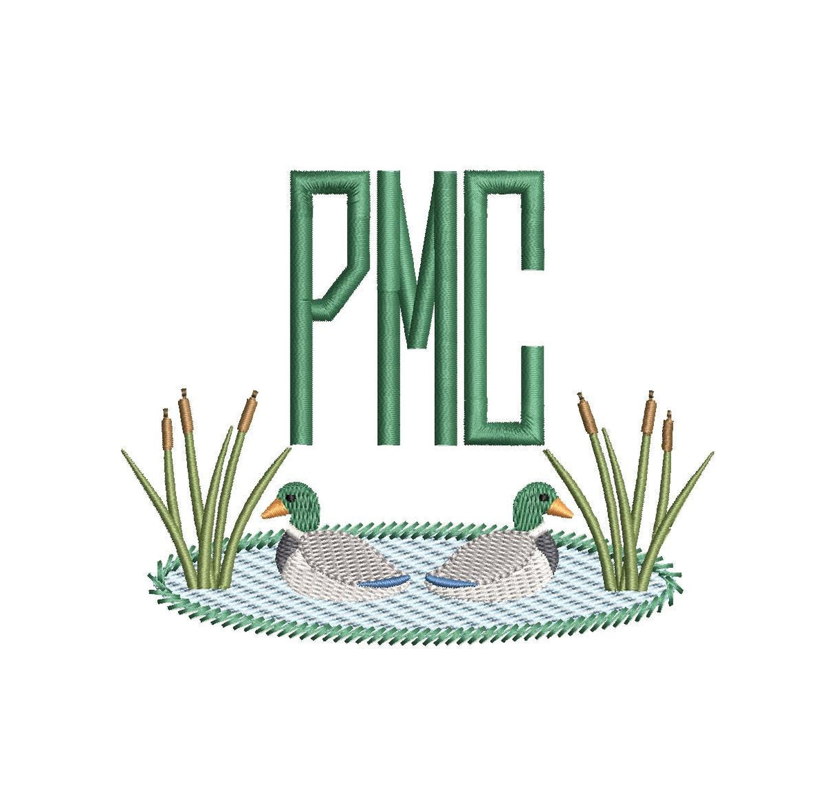 Mallard Ducks Reeds Cattails in a Pond, for Machine Embroidery, 5 Sizes PES++ Incl Digital Instant Download