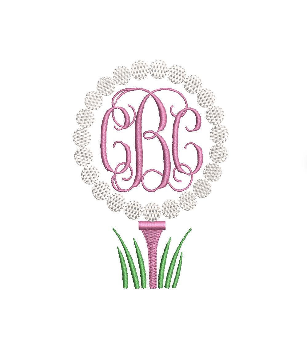 Golf Balls & Tee Circle Monogram Frame Preppy Design for Machine Embroidery, 5 Sizes PES DST JEF++ Incl Digital Instant Download