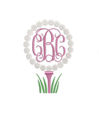 Golf Balls & Tee Circle Monogram Frame Preppy Design for Machine Embroidery, 5 Sizes PES DST JEF++ Incl Digital Instant Download