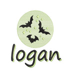 Halloween Bats Embroidery Design: Spooky Moon Motif (PES Digital Download, 5 Sizes)