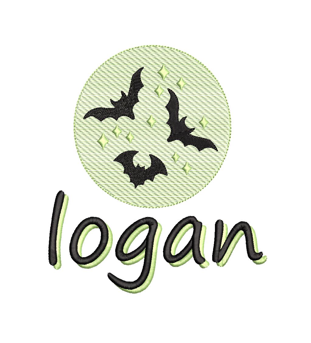 Halloween Bats Embroidery Design: Spooky Moon Motif (PES Digital Download, 5 Sizes)
