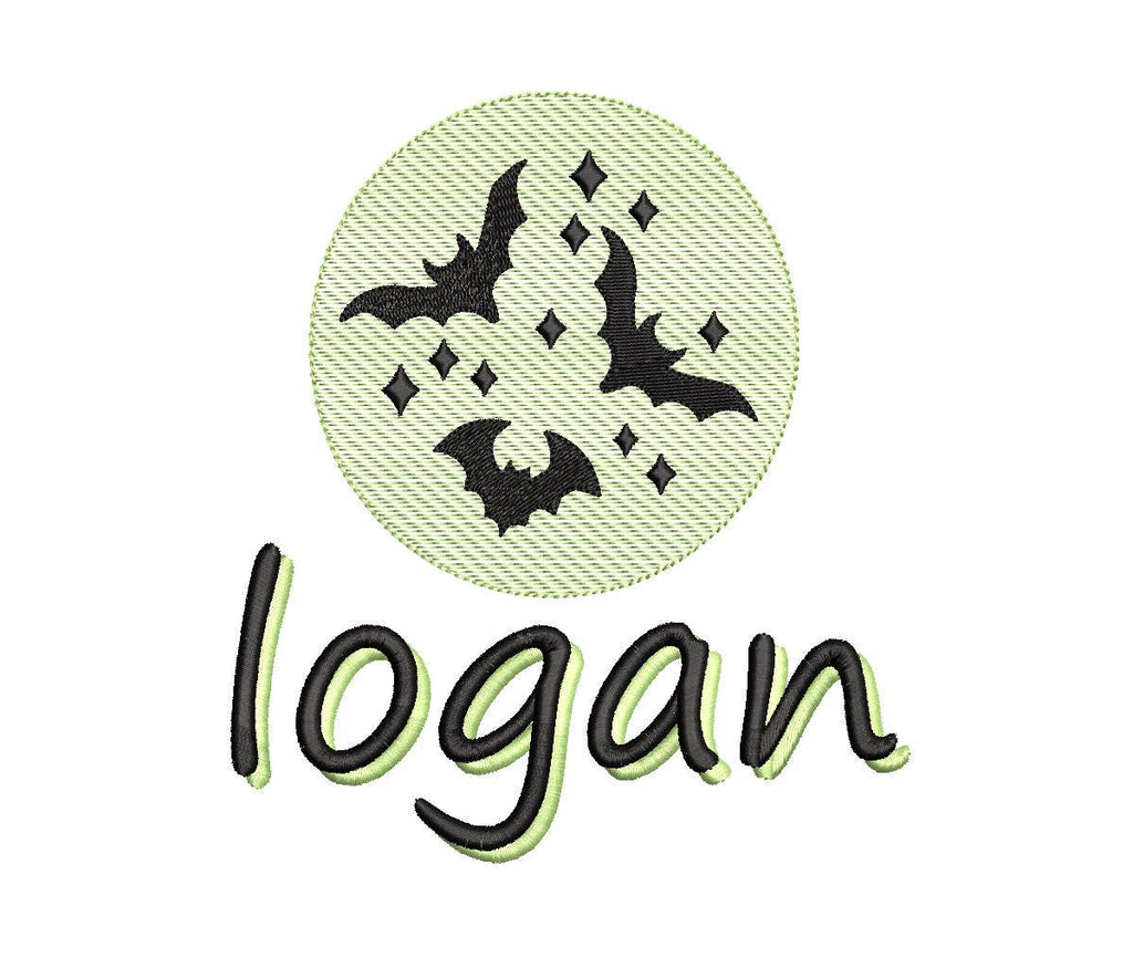 Halloween Bats Embroidery Design: Spooky Moon Motif (PES Digital Download, 5 Sizes)