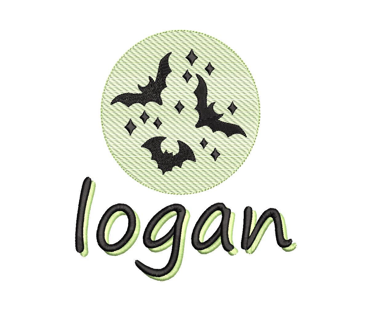 Halloween Bats Embroidery Design: Spooky Moon Motif (PES Digital Download, 5 Sizes)