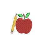 Apple & Pencil Embroidery Design: Back to School Motif (PES++ Digital Download, 3 Sizes)