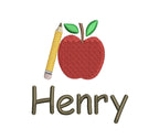Apple & Pencil Embroidery Design: Back to School Motif (PES++ Digital Download, 3 Sizes)