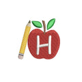 Apple & Pencil Embroidery Design: Back to School Motif (PES++ Digital Download, 3 Sizes)