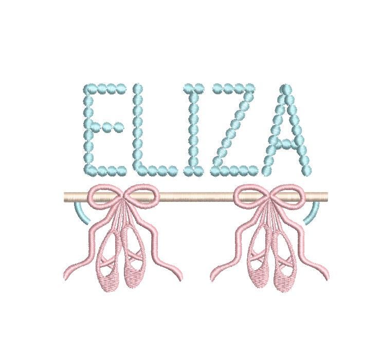 Ballerina Bar Slippers Embroidery Design: Machine Embroidery Monogram Frame (Digital Download, PES++)