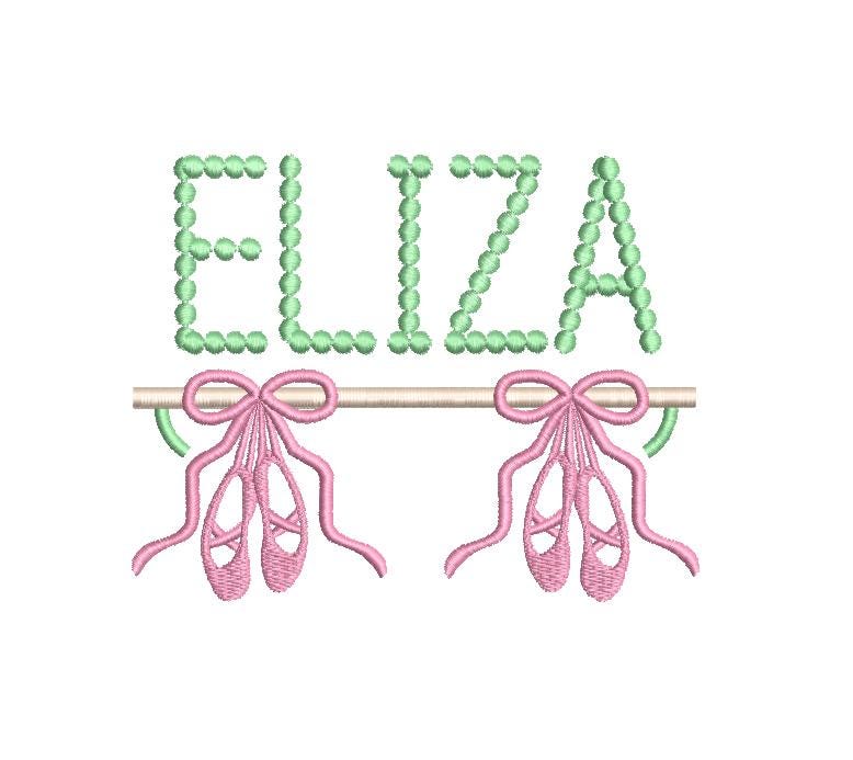 Ballerina Bar Slippers Embroidery Design: Machine Embroidery Monogram Frame (Digital Download, PES++)