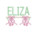 Ballerina Bar Slippers Embroidery Design: Machine Embroidery Monogram Frame (Digital Download, PES++)