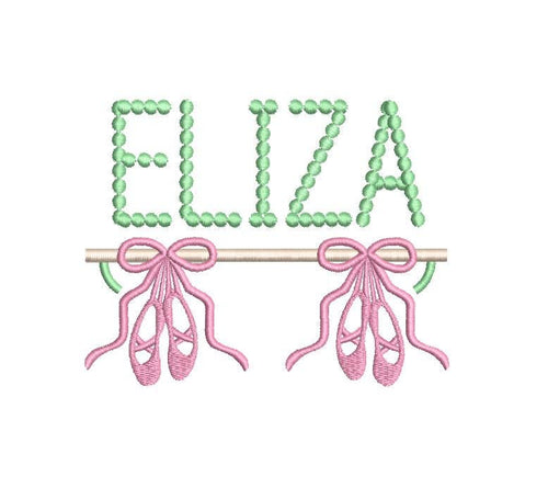 Ballerina Bar Slippers Embroidery Design: Machine Embroidery Monogram Frame (Digital Download, PES++)