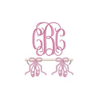 Ballerina Bar Slippers Embroidery Design: Machine Embroidery Monogram Frame (Digital Download, PES++)