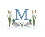 Mallard Ducks Cattails Reeds Pond Monogram Frame Design, for Machine Embroidery, 6 Sizes PES++ Incl Digital Instant Download