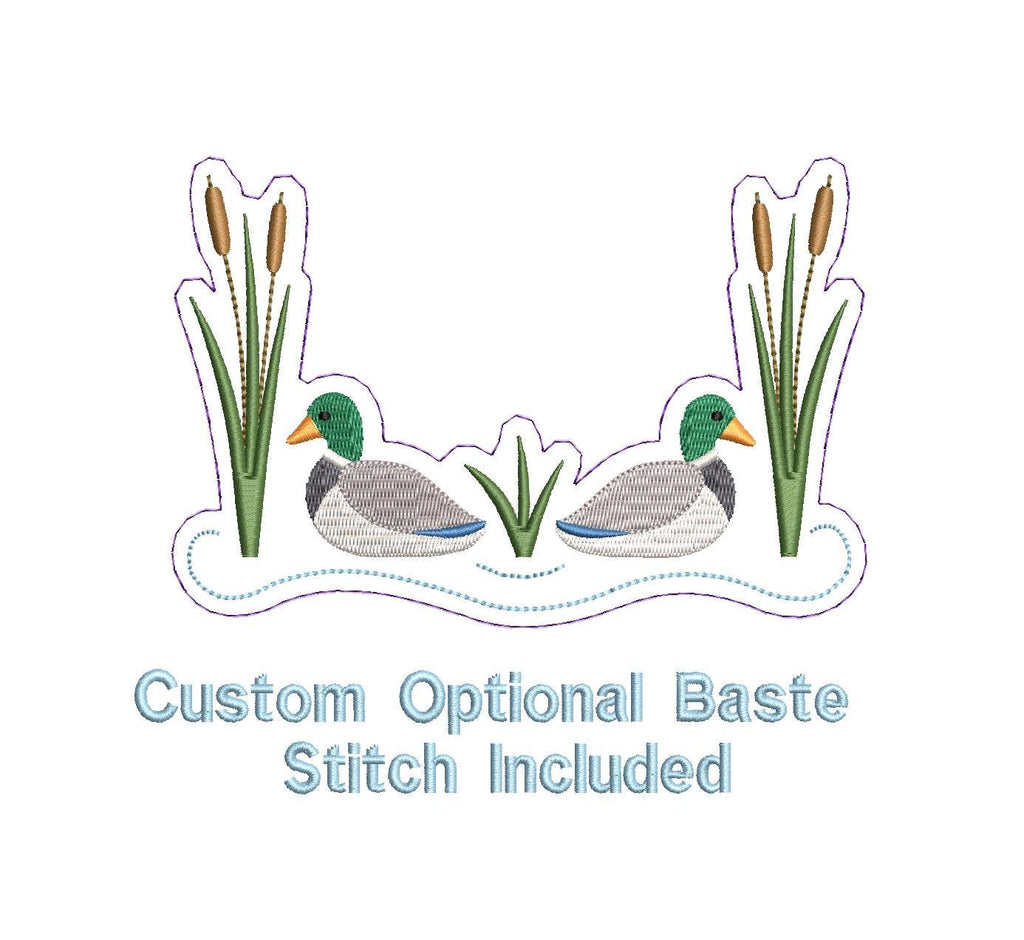 Mallard Ducks Cattails Reeds Pond Monogram Frame Design, for Machine Embroidery, 6 Sizes PES++ Incl Digital Instant Download