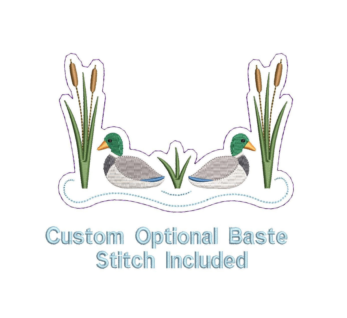 Mallard Ducks Cattails Reeds Pond Monogram Frame Design, for Machine Embroidery, 6 Sizes PES++ Incl Digital Instant Download