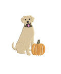 Happy Dog Embroidery Design: Fall Pumpkin, 5 Sizes, PES DST JEF++ Digital Download