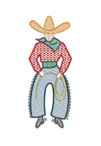 Vintage Cowboy Sketch Embroidery Design: 5 Sizes (PES++ Digital Download)