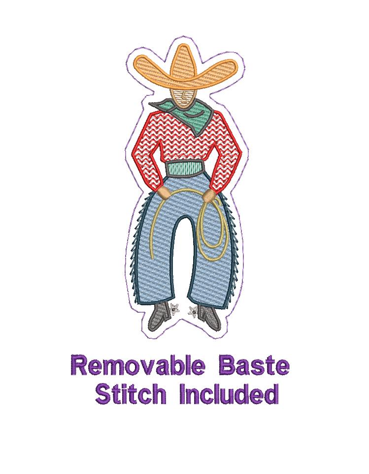Vintage Cowboy Sketch Embroidery Design: 5 Sizes (PES++ Digital Download)