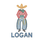 Vintage Cowboy Sketch Embroidery Design: 5 Sizes (PES++ Digital Download)