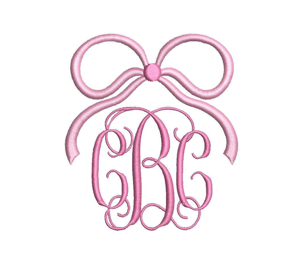Coquette Bow Monogram Frame: Two-Color Machine Embroidery Design (PES++)