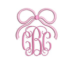 Coquette Bow Monogram Frame: Two-Color Machine Embroidery Design (PES++)