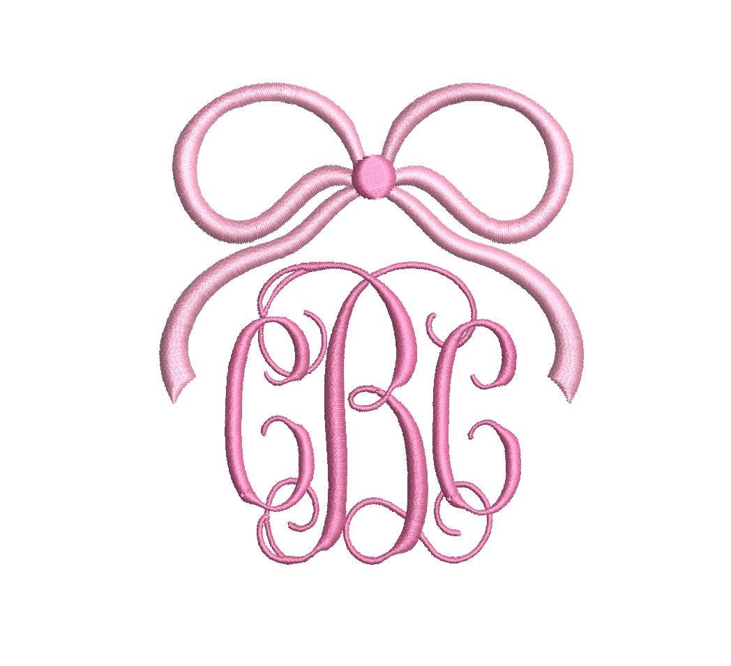 Coquette Bow Monogram Frame: Two-Color Machine Embroidery Design (PES++)
