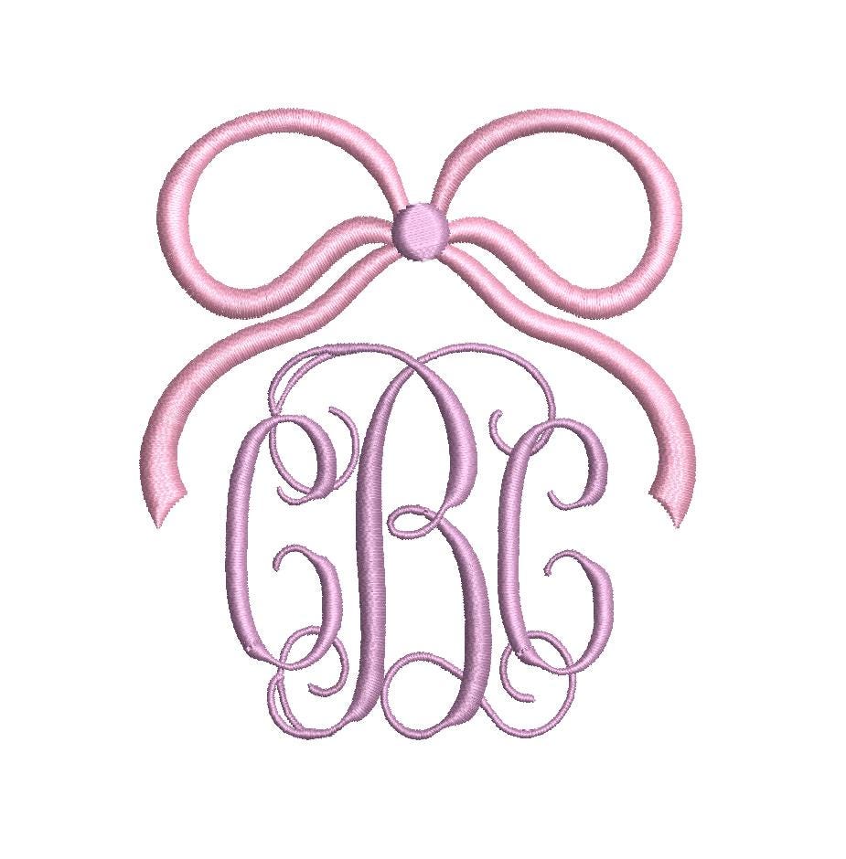 Coquette Bow Monogram Frame: Two-Color Machine Embroidery Design (PES++)