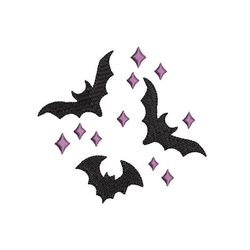 Halloween Bats Embroidery Design: Spooky Moon Motif (PES Digital Download, 5 Sizes)