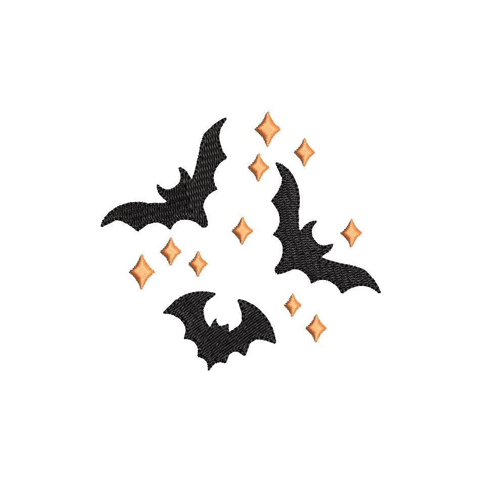 Halloween Bats Embroidery Design: Spooky Moon Motif (PES Digital Download, 5 Sizes)