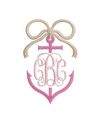 Anchor & Rope Embroidery Design: Nautical Split Monogram Bow Frame (Digital Download, PES++)