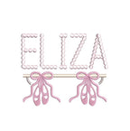 Ballerina Bar Slippers Embroidery Design: Machine Embroidery Monogram Frame (Digital Download, PES++)
