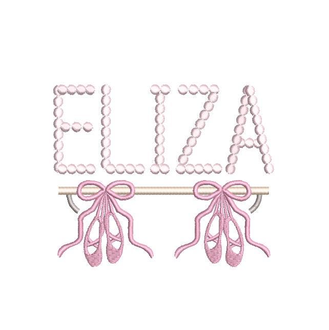 Ballerina Bar Slippers Embroidery Design: Machine Embroidery Monogram Frame (Digital Download, PES++)