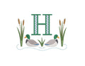 Mallard Ducks Cattails Reeds Pond Monogram Frame Design, for Machine Embroidery, 6 Sizes PES++ Incl Digital Instant Download